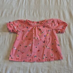 Hanna Andersson girls size 75 or 12-18 month short sleeve tunic birds VGUC